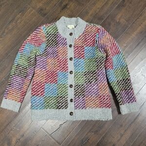 Appleseed’s Cardigan Women's M Vintage Patchwork Knobby Knit Granny Sweater